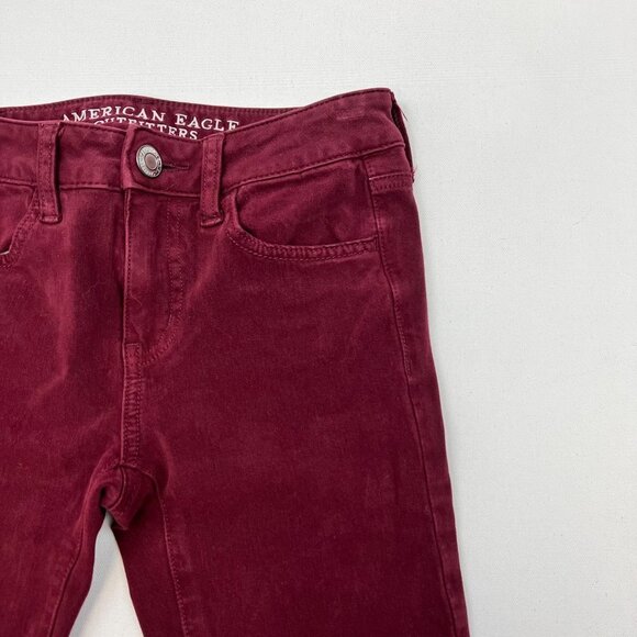 American Eagle Womens Low Rise Stretch Jeggings Wine Size 0 - Picture 3 of 9